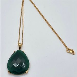Green Onyx Pendant Necklace in Yellow Gold over Sterling Silver (58 CTW) 20”